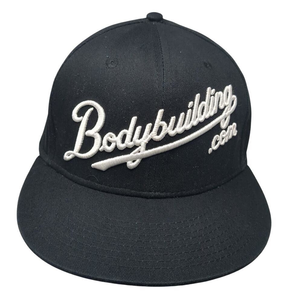 Bodybuilding.com Snapback Hat Black One Size Adjustable Embroidered 6 Panel